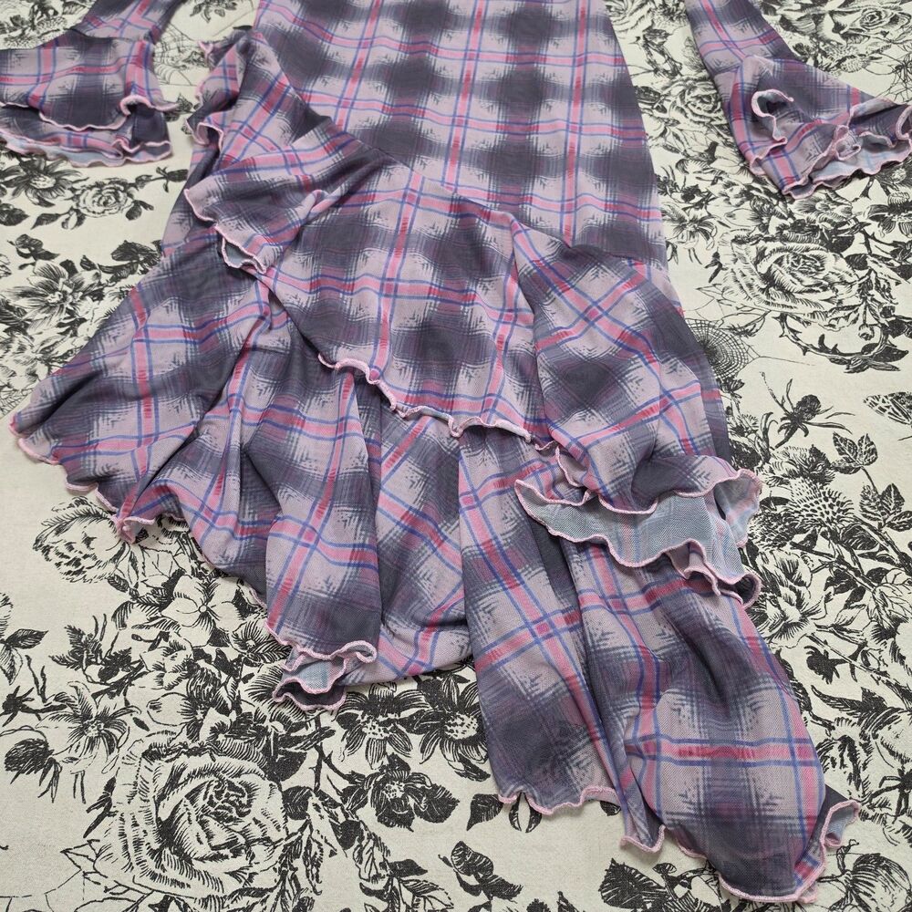 Dolls Kill Sugar Thrillz Plaid Mesh Dress - Picture 8 of 12